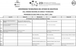 Ponentes Programados en la 23va SNCyT en la UTZAC-4 copy