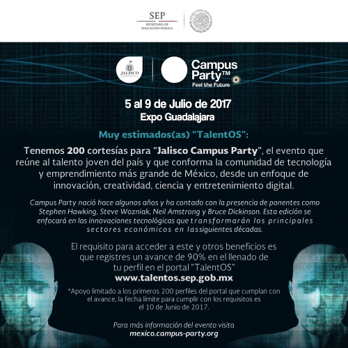 cortesías para el CAMPUS PARTY 2017
