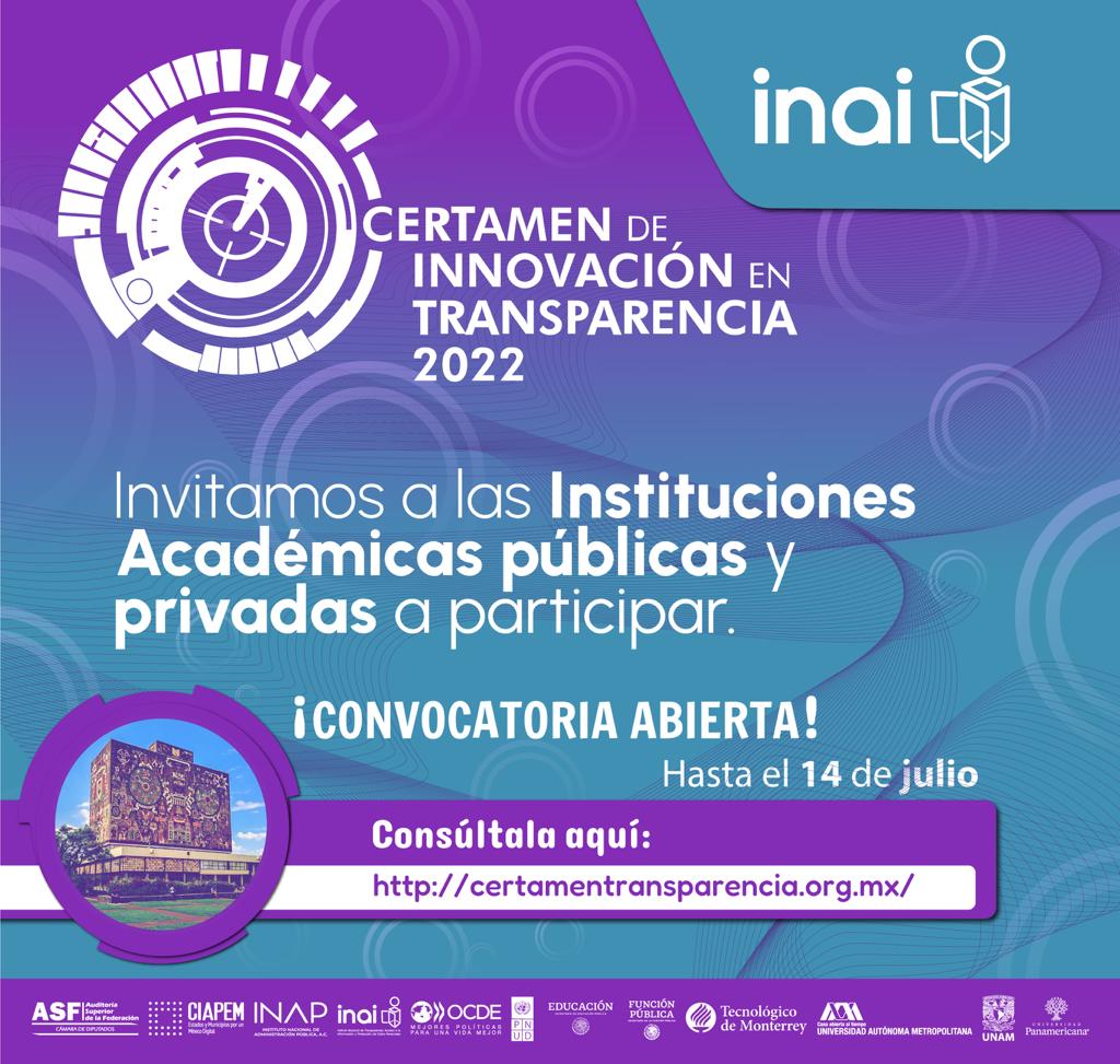 CONVOCATORIA CERTAMEN DE INNOVACIÓN EN TRANSPARENCIA 2022